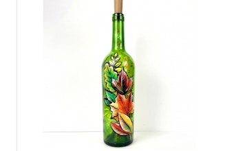 Paint Nite: Fall Leaves Wine Bottle with Fairy Lights